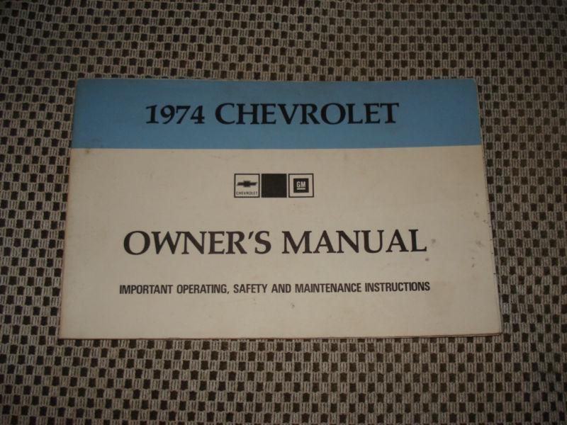 1974 chevy owners manual original glove box book rare