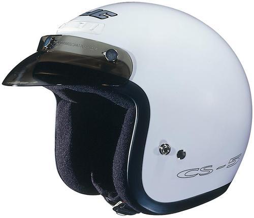 New hjc cs-5n solid open-face adult helmet, gloss white, med/md