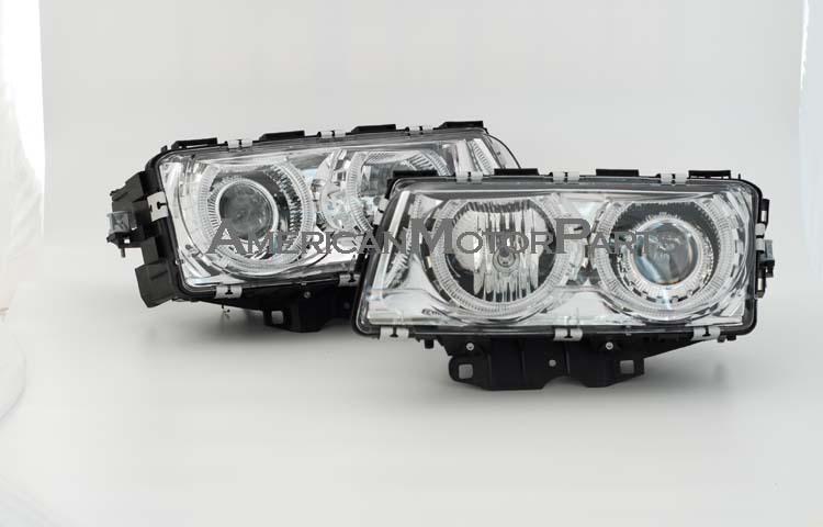 Depo pair euro chrome projector halo headlight 99-01 00 bmw e38 7-series 740 750