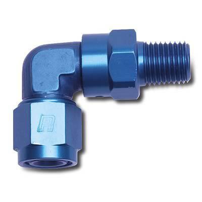 Russell an to npt adapter fitting -12 an female-1/2 in. npt male swivel blue