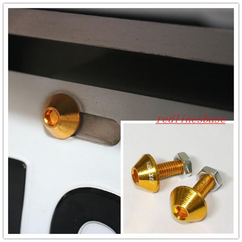   2 pcs  stainless steel license plate  gold screws