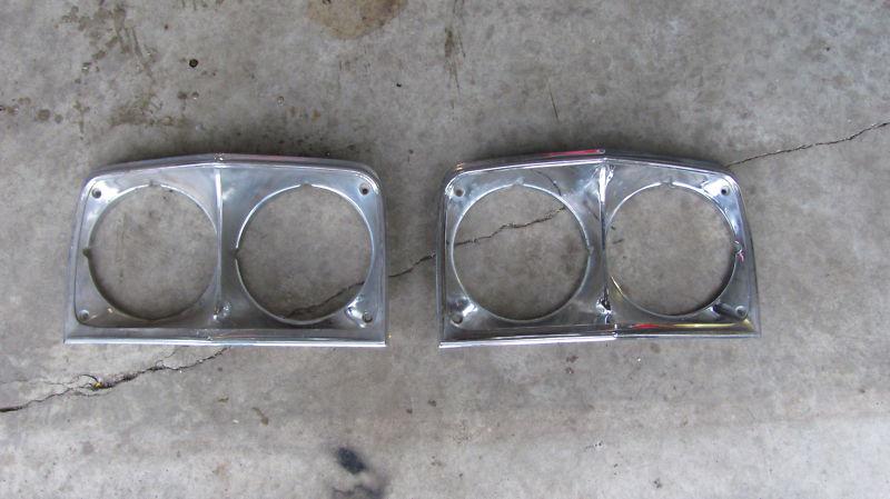 1973 chrysler newport headlight lamp bezel pair lh rh chrome vintage mopar oem