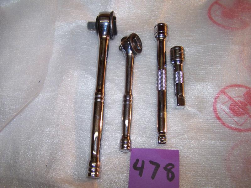   2 powerbuilt chrome ratchets & 2 ext.used  #478