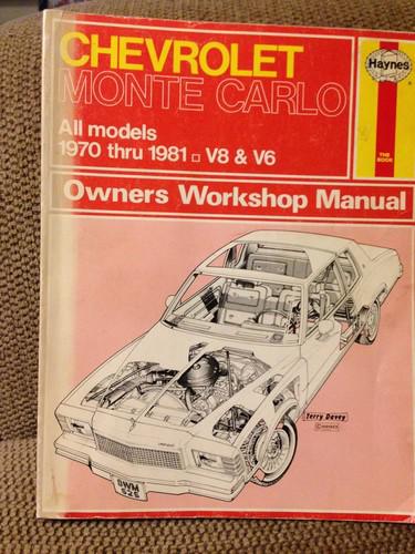 Haynes repair manual, chevrolet monte carlo 1970 - 1988