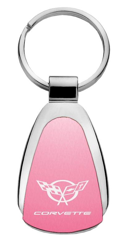 Chevrolet chevy corvette c5 pink tear drop key chain ring tag logo lanyard