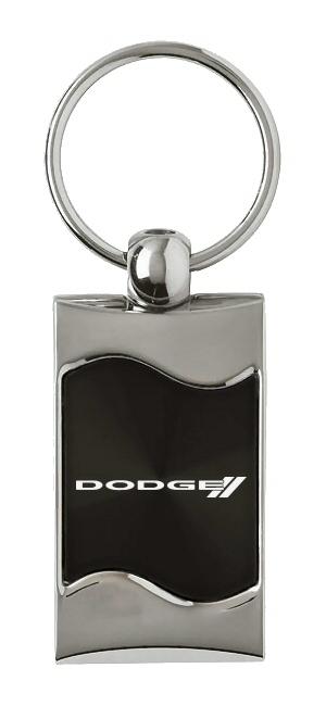 Dodge stripes black rectangular wave key chain ring tag key fob logo lanyard