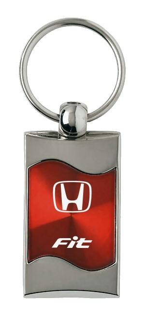 Honda fit red rectangular wave metal key chain ring tag key fob logo lanyard