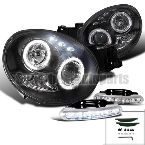 2002-2003 subaru impreza wrx halo projector headlight black++led drl lamps