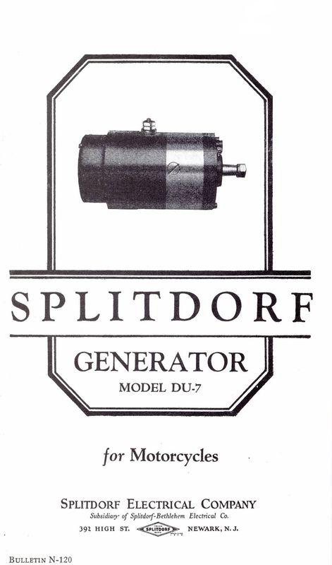 Splitdorf generator bulletin n-120 for model du-7