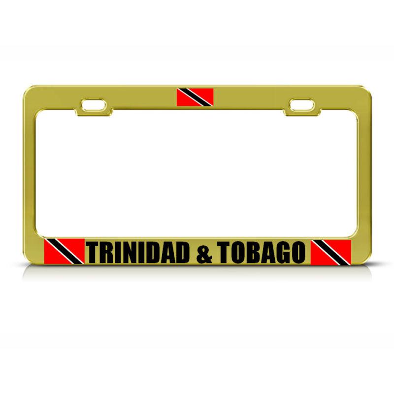 Trinidad tobago flag heavy duty gold license plate frame trinidad tag holder