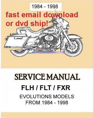 Harley davidson touring models service manual flh flt fxr 1984 - 1998 evolution