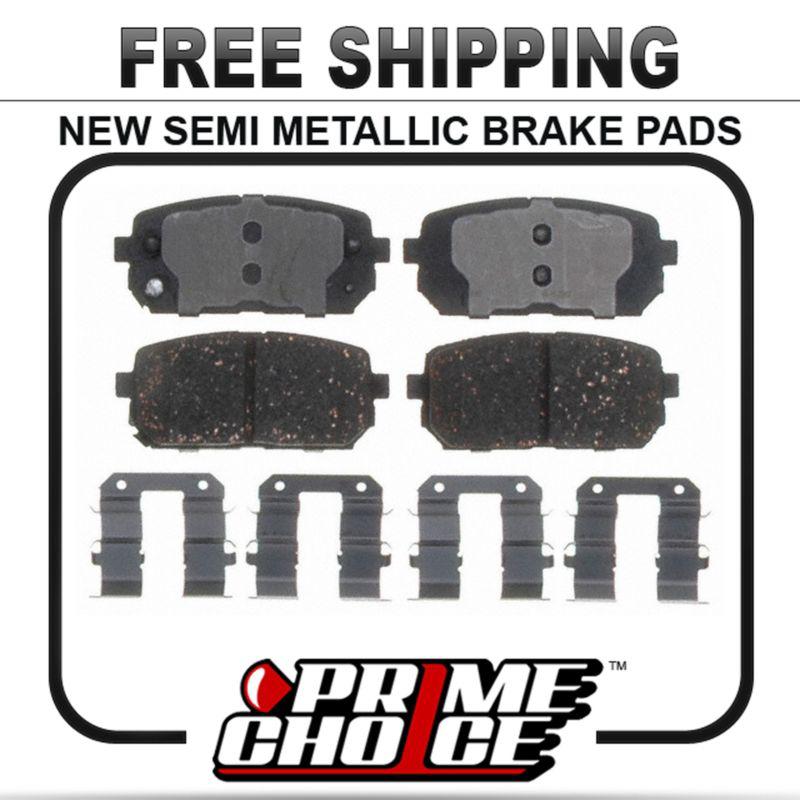 New premium complete set of rear metallic disc brake pads with shims