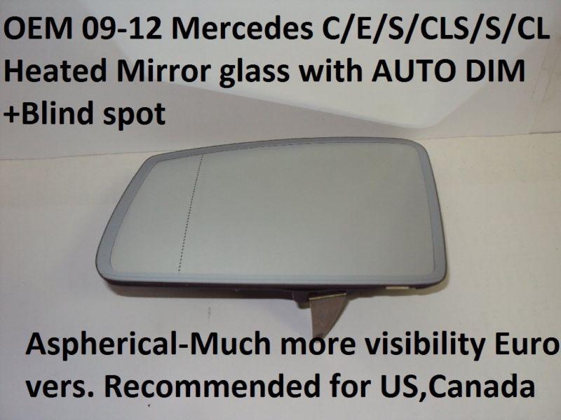 1012 oem mercedes s/cl w221/c216 class auto dim mirror glass lh/driver/left side