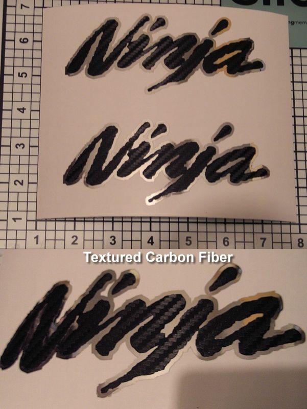 Ninja decals carbon fiber & chrome fairing or tank stickers, zx12r zx14r zx6r