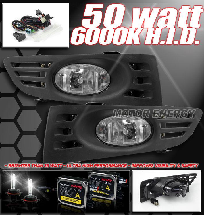 2003 2004 2005 honda accord 2dr jdm bumper fog lights+50w 6000k hid+harness+bulb