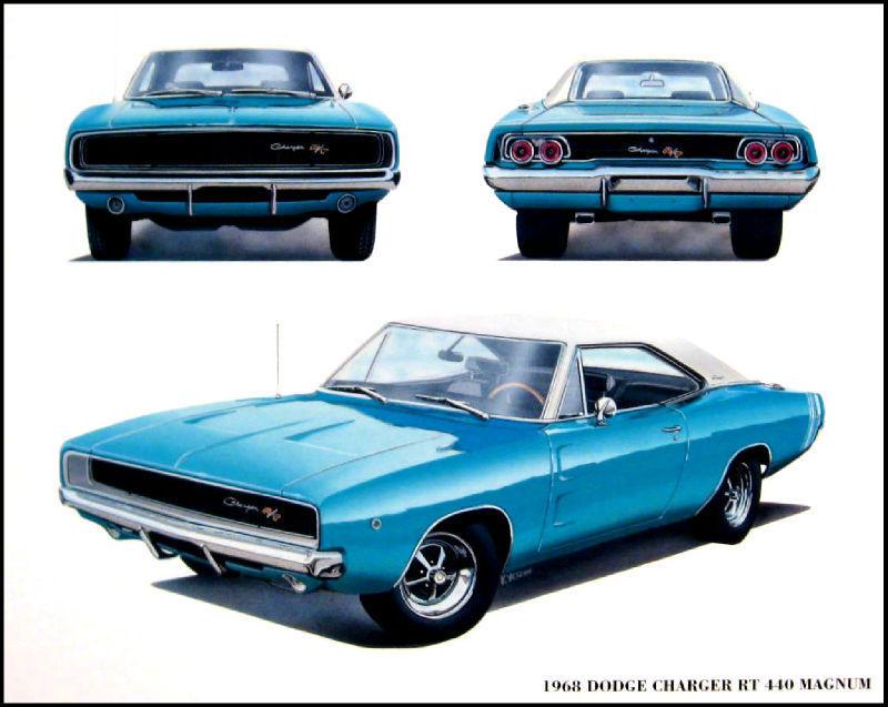 Buy 1968 Dodge Charger RT 440 Magnum Art Print Lithograph Original 68 ...