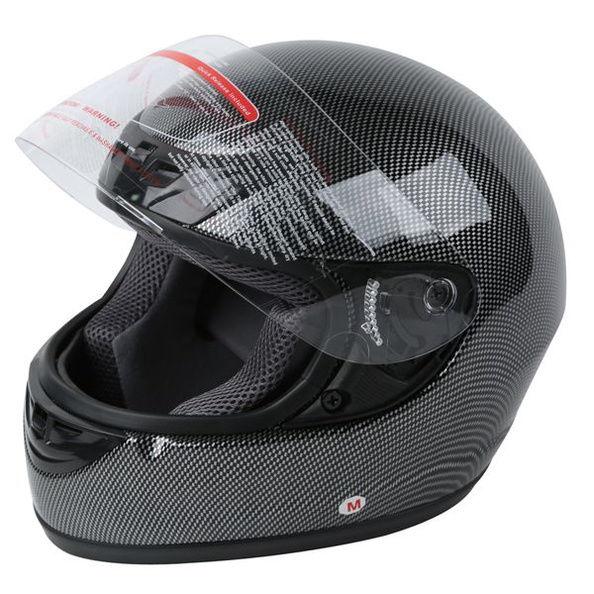 New motorcycle street bike full face helmet dot carbon fiber black size xl