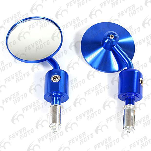 Fm 2 x new blue chrome alloy motorcycle rearview mirror bar end hot bike