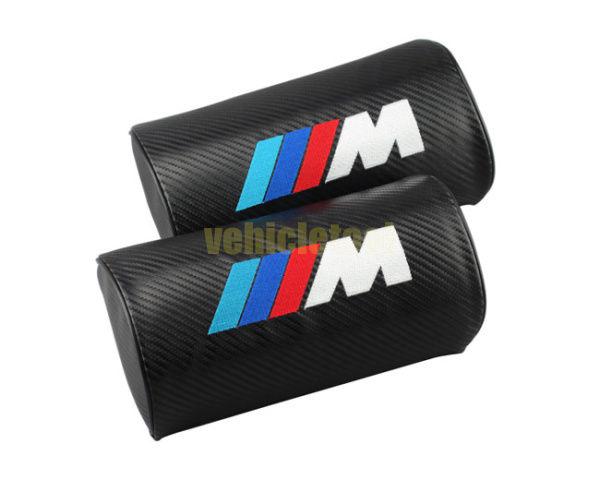 2pcs carbon fiber car embroidery neck pillows headrests for bmw ///m m m3 m5 m6