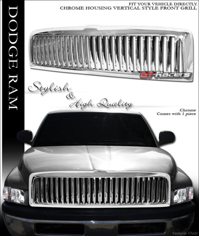 Chrome vertical sport front hood bumper grill grille 1994-2001 dodge ram truck