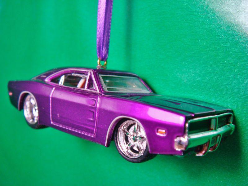 1969 '69 dodge charger metallic purple christmas tree ornament