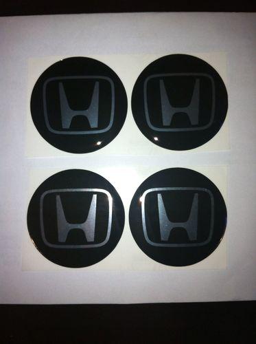 Black & silver 2 inch 4 piece honda wheel center cap vinyl decal sticker