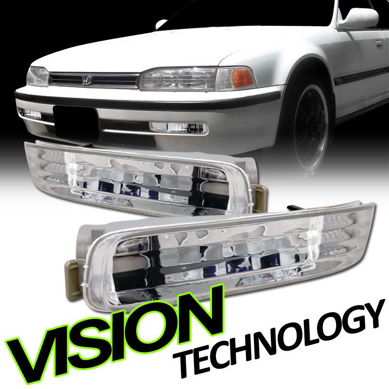 Chrome housing euro clear lens bumper signal lights lamps 92-93 accord 2d/4d/5d