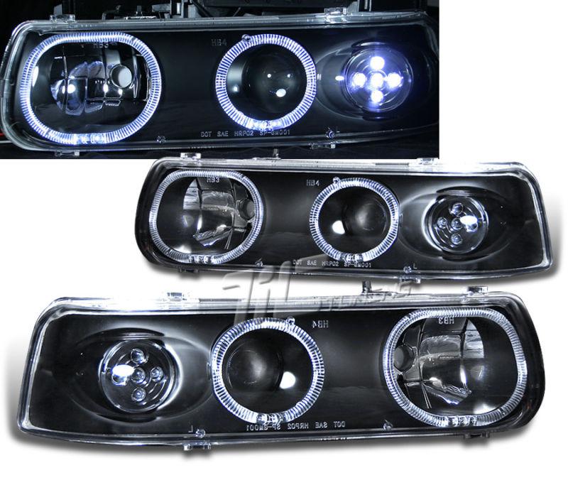 Euro chevy silverado 1500 2500 3500 led dual projector head lights lamps 99-02