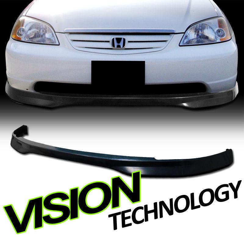 01-03 honda civic 2d/4d jdm blk t-r type abs front bumper lip spoiler (body kit)