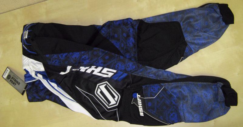 Shift kids strike motocross / bmx / atv pants  yamaha blue  26" waist size 12/14