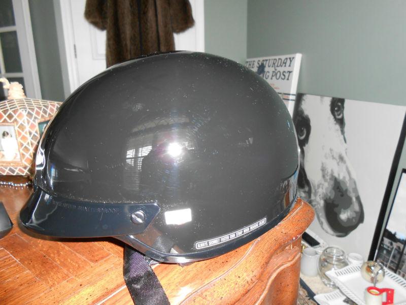 New without tags m black hjc 1/2 helmet with zip off neck & ear piece no reserve