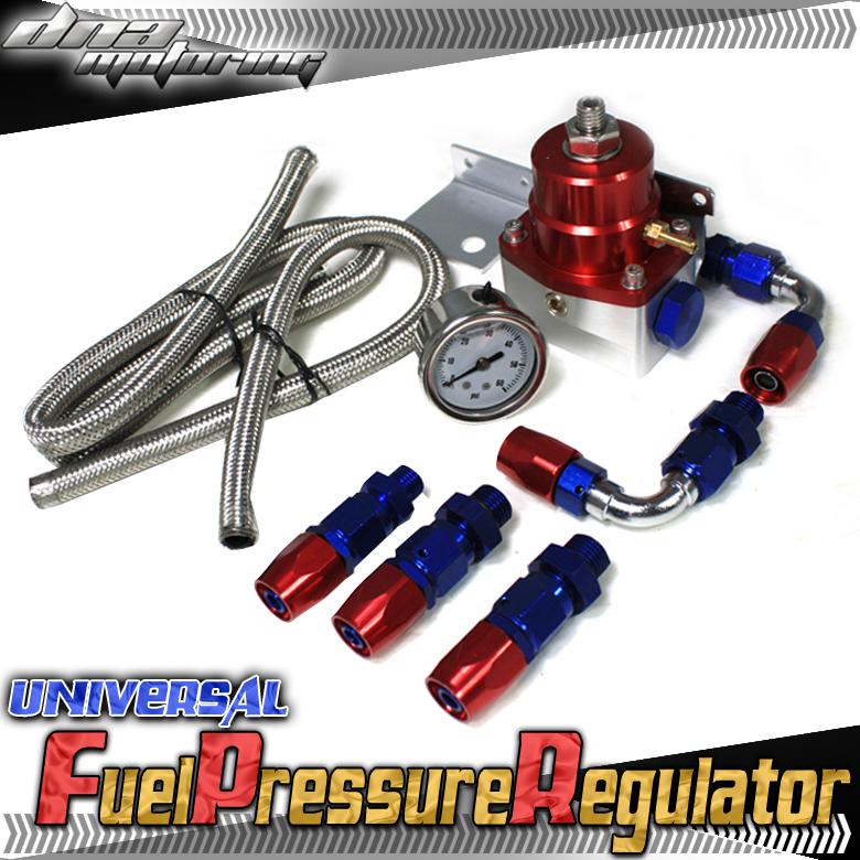 7mgte/2jzgte 100-pis adjustable high fuel pressure regulator+gauge+line jdm red 