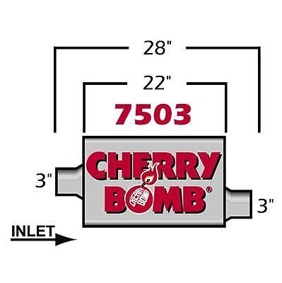 Cherry bomb elite muffler 3" ctr in 3" off out 22" case