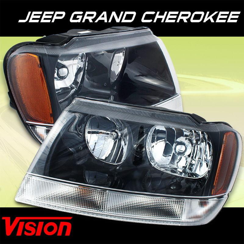 Jeep 02-04 grand cherokee vision pair left right headlight lamps assembly set