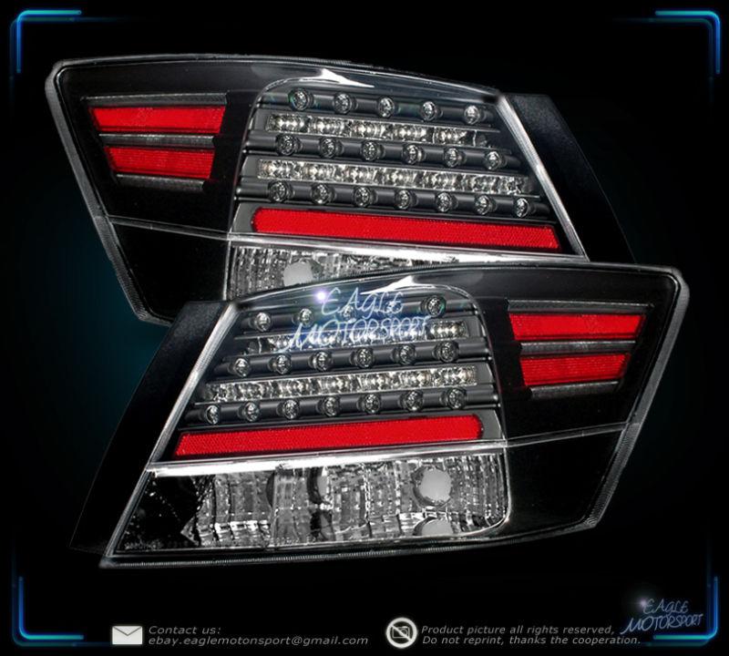 2008-2009 honda accord 4dr sedan led black blk tail lights left right rear lamps