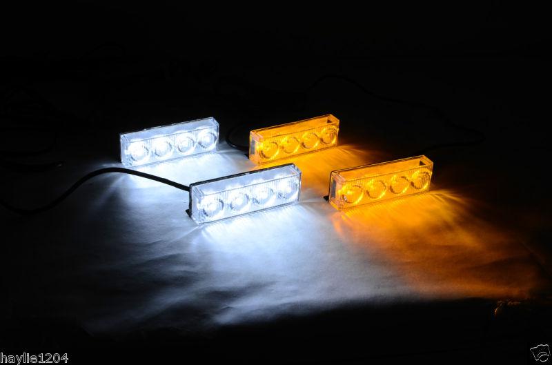 16x led emergency front grille dashboard flash strobe light amber and white g3