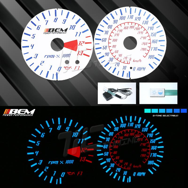 2001-2006 kawasaki zx12r el glow gauge face kit tachometer speedometer rpm mph