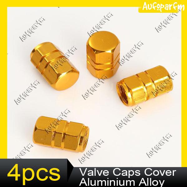 Gold 4pcs car motorcycle metal tire tyre air valve rhombic patter round cover