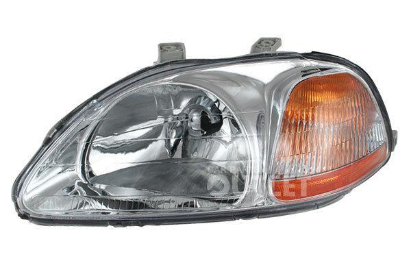 1996-1998 honda civic left headlamp clear lens chrome housing amber reflector lh