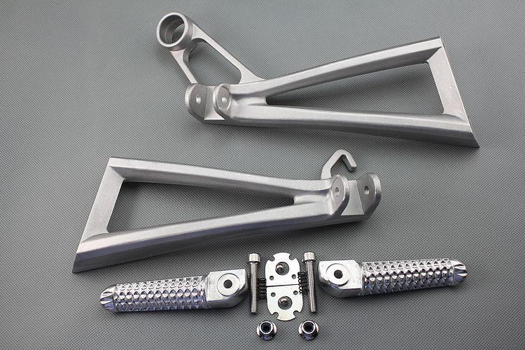 Silver rear passenger foot peg footrest&bracket for yamaha yzf-r6 2003 2004 2005