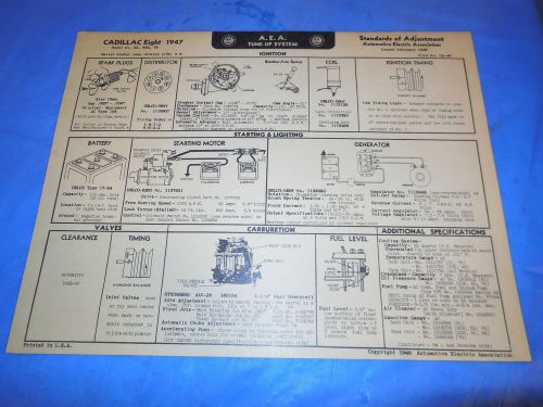 1947 cadillac original a.e.a. tune-up system guide!!!!!