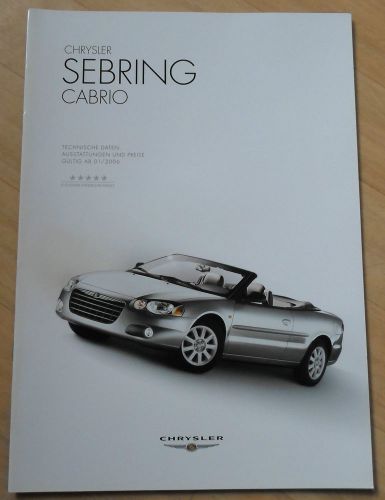 2005 chrysler sebring cabrio german original sales brochure catalog dodge