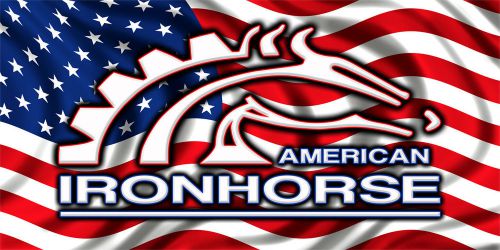 American ironhorse chopper motorcycle motocross garage banner - american flag