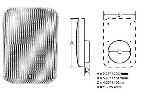 Poly-planar #ma905w - platinum panel marine speakers - 5in - pair - wht