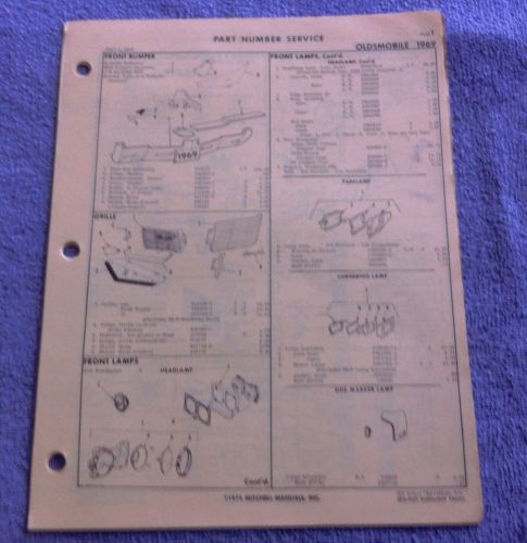 1969 69 oldsmobile delta 88 98 parts manual service guide illustrations numbers