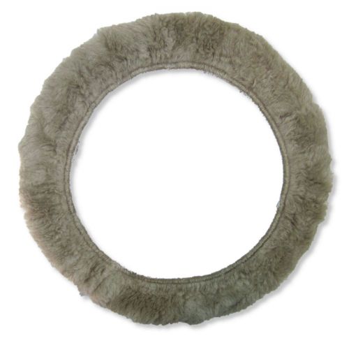 Imitation sheepskin fur universal taupe steering wheel cover car truck suv