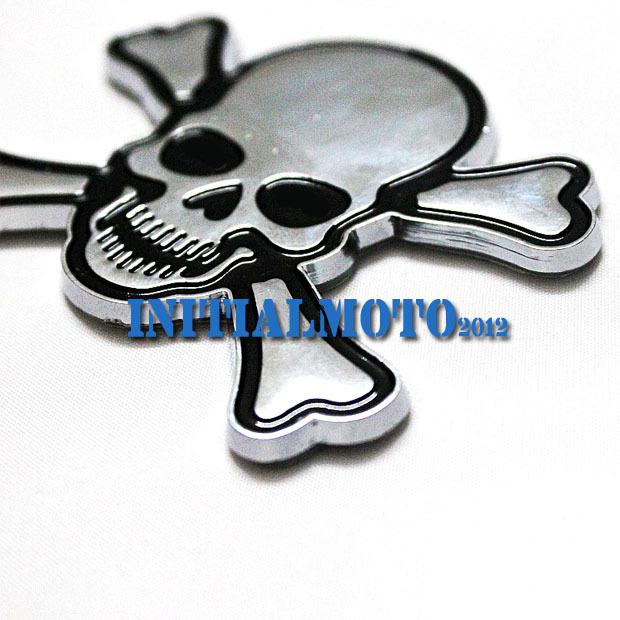 Motorcycle chrome skull demon metal bone lid cap hood emblem badge decal sticker