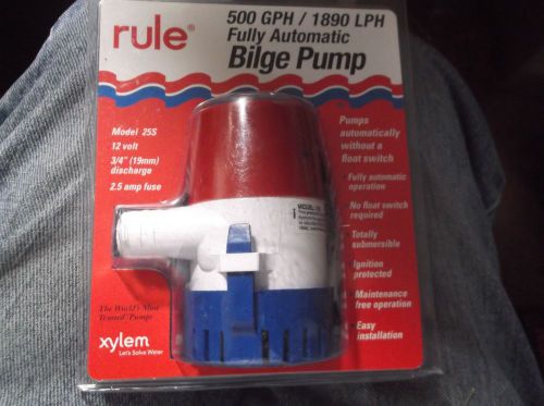 Rule 500 gph automatic boat bilge pump submersible 3/4&#034; discharge 12v # 25s new