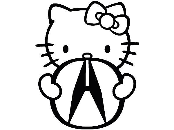 Hello kitty peeking decal hello kitty peeking acura car window decal 8 inch