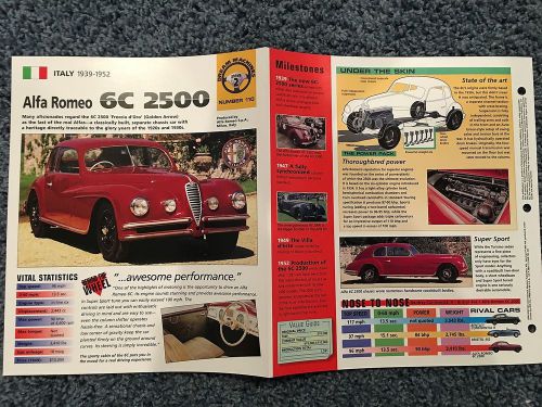 ★★ alfa romeo 6c 2500 -  collector brochure specs 1939 - 1952 ★★